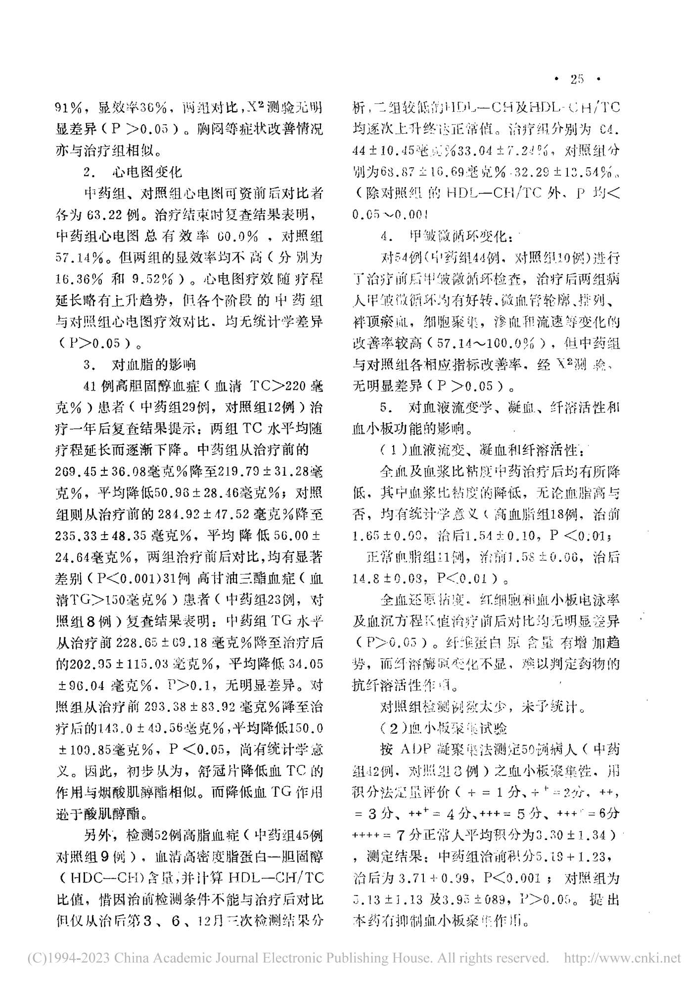 舒冠片治療冠心病的臨床觀察——南京中醫學院學報1983年第四期